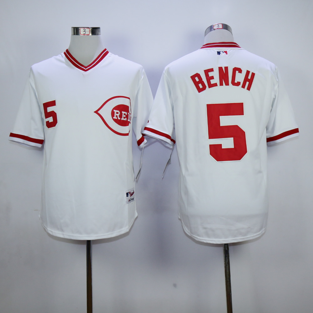 Men MLB Cincinnati Reds 5 Bench Grey Mitchnell Ness 1990 jerseys